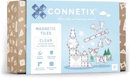 Picture of CONNETIX Magnetic Tiles Clear Starter Pack, 34 Pieces