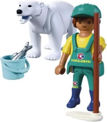 Picture of Playmobil Zoo | Polar Bear with Zookeeper | 9‑Piece Arctic Enclosure Playset with Figure, Accessories & Wildlife Role‑Play | for Kids Ages 4+ |72090