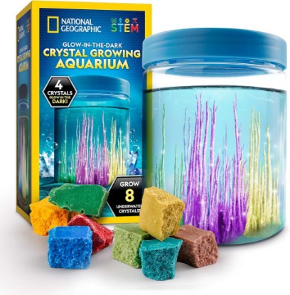 Picture of National Geographic Underwater Crystal Growing Aquarium Science Kit | Grow 8 Colorful Crystals Underwater, Secure 360-Degree Viewing Canister, Crystal Chemistry, STEM Activity, Birthday Gift