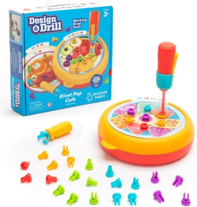 Picture of Educational Insights Design & Drill Rivet Pop Cafe - Fine Motor Toys for Toddlers 3-4, Creative Construction Toys, Pop Rivet Set with Real Tools for Kids, Toddler STEM Toy, Independent Learning