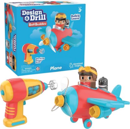 Picture of Educational Insights Design & Drill Bolt Buddies Plane - Construction Toys & Toddler Tools, Kids Tool Set with Real Electric Drill Toy, Take Apart STEM Set, Building Kits and Gifts for Ages 3+