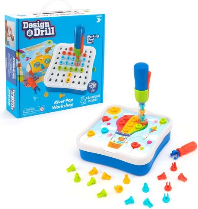 Picture of Educational Insights Design & Drill Rivet Pop Workshop - Fine Motor Toys for Toddlers 3-4, Creative Construction Toys, Pop Rivet Set with Real Tools for Kids, Toddler STEM Toy, Independent Learning