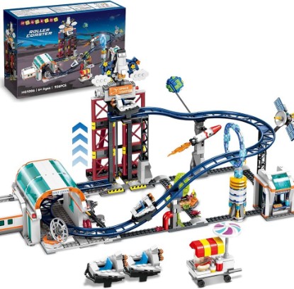 Picture of HOGOKIDS Space Roller Coaster Building Toy 926PCS Coaster Building Set Features Lift Platform, Satellites, Rocket Buildable Space Rollercoaster Adventure Park for Adults Kids Girl Boy Ages 6+years old