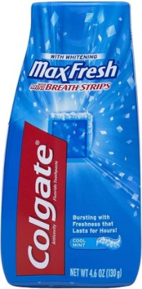 Picture of Colgate Max Fresh Liquid Toothpaste with Mini Breath Strips, Cool Mint, 4.6 oz, Blue [Amazon-developed Certification] Compact by Design