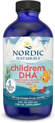 Picture of Nordic Naturals Children’s DHA, Strawberry - 8 oz for Kids - 530 mg Omega-3 with EPA & DHA - Brain Development & Function - Non-GMO - 96 Servings | Omega-3 with DHA & EPA per serving supports brain development, learning & cognitive function for kids. 96 servings.