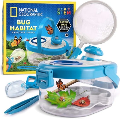 Picture of National Geographic Bug Catcher Kit and Outdoor Insect Habitat for Kids | 360-Degree Viewer, 2 Magnifying Lenses, Catching Net, Tweezers, Outdoor Exploration Toy, Insect Science, Birthday Gift