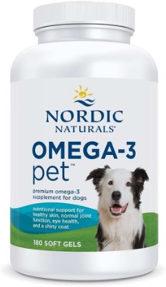 Picture of Nordic Naturals Omega-3 Fish Oil for Dogs with EPA + DHA - 180 Count | Easy-to-give soft gel capsules deliver 320 mg omega-3 per serving to support heart, skin, coat, and immune health in dogs