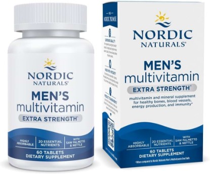 Picture of Nordic Naturals Men's Multivitamin Extra Strength - 60 Tablets | 20 Essential Nutrients for Bone, Energy & Blood-Vessel Support. Immunity Supplement. 2 Tablets Daily. 30 Servings.