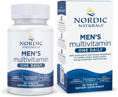 Picture of Nordic Naturals Men's Multivitamin One Daily - 30 Tablets, 1 Month Supply | 20 Essential Nutrients for Bone, Energy & Blood-Vessel Support. Immunity Supplement. 1 Tablet Daily. 30 Servings.