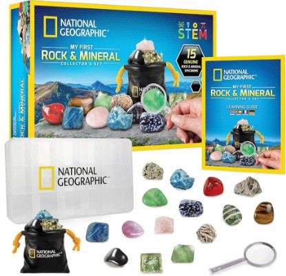 Picture of National Geographic Rock Collection Box with 15 Gemstones and Crystals | 15 Gemstones and Crystals, Storage Box, Geology Learning, Crystal Collection, Rock Identification, Birthday Gift