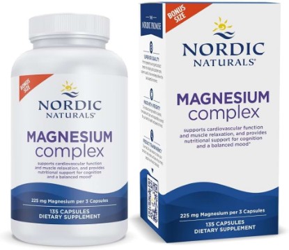 Picture of Nordic Naturals Magnesium Complex, 225mg - 135 Capsules - Vegan - 135 Count | 225mg Magnesium Complex. Brain, Heart & Muscle Support. Mood & Energy. 3 Bioavailable Forms. Vegan. 135 Caps (45 Servings).