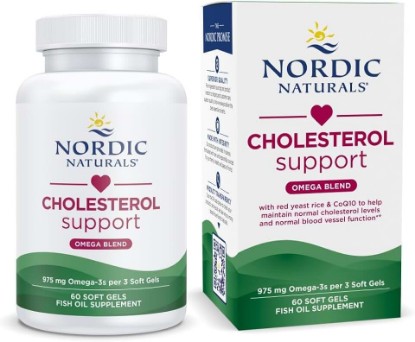 Picture of Nordic Naturals Cholesterol Support, 975mg Omega-3 + Red Yeast Rice + CoQ10 | Red Yeast Rice supports healthy LDL cholesterol naturally. EPA & DHA omega-3s for heart health. Lemon. Non-GMO. 20 servings.