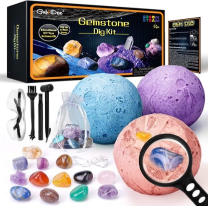 Picture of GobiDex 15 Gemstones Dig Kit, Space Science Kit for Kids Ages 6+ | STEM Educational Space Toys Planet Collection Kit, Archaeology Geology Science Projects Gift for Boys&Girls Age 6+
