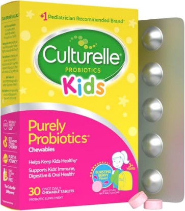 Picture of Culturelle Daily Chewable Probiotics for Kids Ages 3+, Berry Flavor, 30 Ct | From the #1 Pediatrician-Recommended Brand± Promotes Digestive, Gut, Oral & Immune Health* 5B CFUs, Gluten & Dairy Free