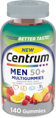 Picture of Centrum Silver MultiGummies for Men 50+, 140 Count​ | Contains Vitamins D3, E, B6, and B12, Gluten Free, Non-GMO Ingredients, GLP-1 Support