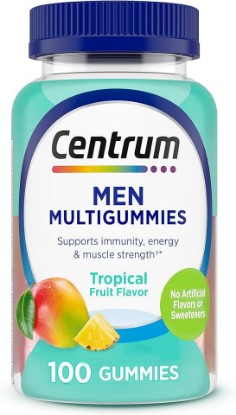 Picture of Centrum MultiGummies for Men 18 and Over, 100 Count | Contains Vitamin D3, B Vitamins and Antioxidants, Gluten Free, Non-GMO Ingredients, GLP-1 Support GreenCircle Certified: Certified Environmental Facts Label