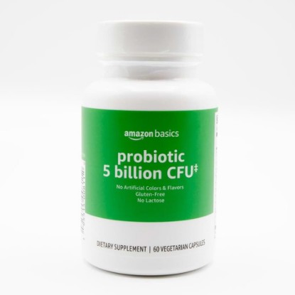 Picture of Amazon Basics Probiotic 5 Billion CFU, 8 Probiotic strains with 60 mg Prebiotic Blend, 60 Count Vegetarian Capsules, 2 Month Supply, Supports Healthy Digestion (Previously Solimo), Packaging May Vary