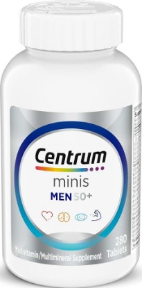 Picture of Centrum Minis Silver Men's Multivitamin for Men 50 and Over, 280 Tablets | Contains Vitamins D3, E, B6, and B12, Gluten Free, Non-GMO Ingredients, GLP-1 Support GreenCircle Certified: Certified Environmental Facts Label