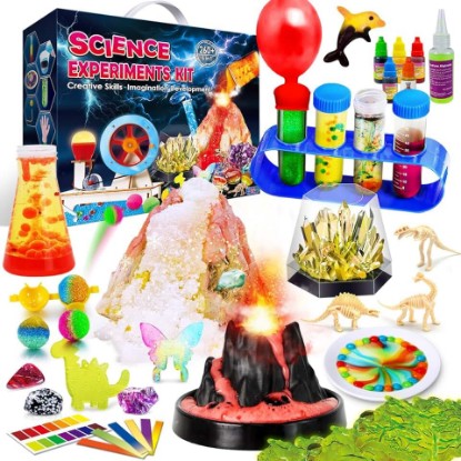 Picture of UNGLINGA 260+ Experiments Science Kits for Kids, S.T.E.M Science Projects | Dig Volcano Gemstones Crystal Making Soap bouncy ball, Christmas Birthday Toys Gifts Idea for Boys Girls, Scientist Set