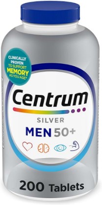 Picture of Centrum Silver Men's 50+ Multivitamin with Vitamin D3, B-Vitamins, Zinc for Memory and Cognition - 200 Tablets | Contains Vitamins D3, E, B6, and B12, Gluten Free, Non-GMO Ingredients, GLP-1 Support GreenCircle Certified: Certified Environmental Facts Label