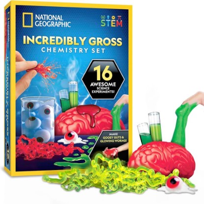Picture of National Geographic Gross Science Kit Chemistry Toy for Ages 8-12 | Brain Dissection, Boiling Boogers, Gooey Guts and Slime, Gross Chemistry Experiments, STEM Projects, Birthday Gift