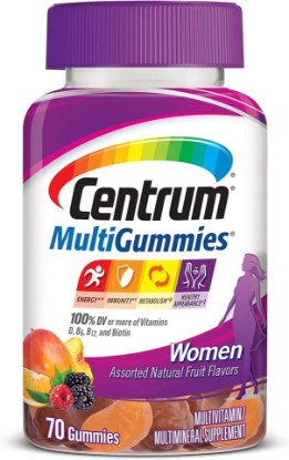 Picture of Centrum MultiGummies Gummy Multivitamin for Women, Multivitamin/Multimineral Supplement with Vitamin D3, B Vitamins and Antioxidants, Assorted Fruit, Flavor - Orange, 70 Count (Pack of 1)