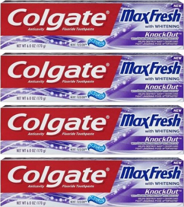 Picture of Colgate Max Fresh Toothpaste - KnockOut - With Odor Neutralizing Technology - Net Wt. 6 OZ (170 g) Per Tube - Pack of 4 Tubes | Odor Neutralizing Technology