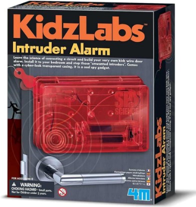 Picture of 4M KidzLabs Intruder Alarm - DIY Security Spy Gadget STEM Circuit Kit | Electronic science assembly set for kids 8+ to build a door kick wire alarm and learn about electric circuits