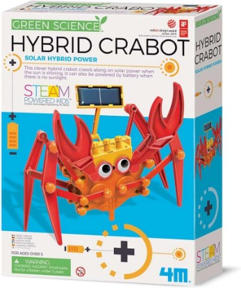 Picture of 4M Hybrid Crabot Solar Robot Kit for Kids Ages 8-12 – Build a Sideways-Scuttling Crab with Moving Eyes & Claws, Solar or Battery Powered, STEM Renewable Energy Engineering Toy Gift