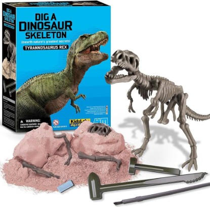 Picture of 4M Tyrannosaurus Rex Skeleton Kit for Kids Ages 8-12 – T-Rex Fossil Excavation Set with 12 Realistic Bones, STEM Paleontologist Digging Kit with Hammer, Chisel & Brush, Educational Gift