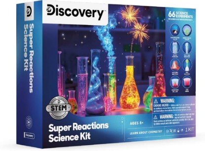 Picture of Discovery Super Reactions Science Kit – 66 Experiments STEM Lab for Kids| Includes Chemistry Tools, Volcano Mold, Slime, Reactions & Explosions|Educational Learning Toy|DIY Activity Set Gift| Ages 8+