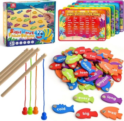 Picture of Coogam Wooden Magnetic Fishing Sight Words Game Learning Dolch Word Flashcards Montessori Educational Toy for Preschool 3 4 5 Year Old Kids The Forest Stewardship Council