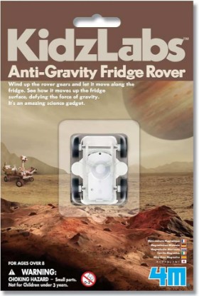Picture of 4M KidzLabs Zero-Gravity Fridge Rover - Magnetic STEM Science Toy for Kids | Wind-up mechanical rover climbs magnetic surfaces; teaches physics and potential energy without batteries for ages 8+