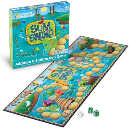 Picture of Learning Resources Sum Swamp Game Addition & Subtraction Board Game - Educational Homeschool, Elementary Math Classroom Must Haves, Kindergarten, Gifts for Kids, Numbers for Boys and Girls