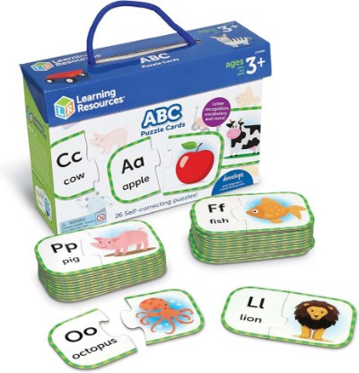Picture of Learning Resources ABC Puzzle Cards, Kindergarten Readiness, Self Correcting Puzzles, Alphabet Learning Games, Puzzles for Toddlers, Ages 3+