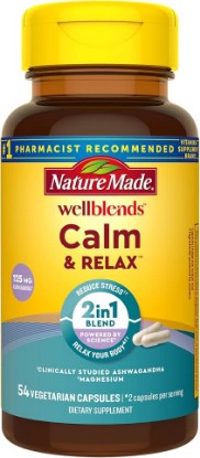 Picture of Nature Made Wellblends Calm & Relax, 54 Vegetarian Capsules | Ashwagandha 125 mg Reduces Stress and Magnesium 300 mg Helps Relax the Body