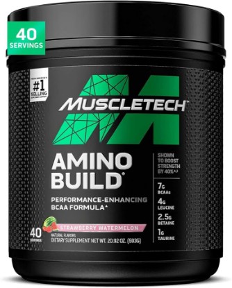 Picture of MuscleTech BCAA Amino Acids + Electrolyte Powder, Strawberry Watermelon | 7g of BCAAs + Electrolytes Support - Build Lean Muscle & Boost Endurance - 593 Grams, 40 Servings
