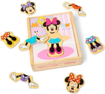 Picture of Melissa & Doug Disney Minnie Mouse Dress-Up Puzzle, 18 Pieces Mix and Match Outfits, Sorting & Matching Toy with Storage Case, Educational Puzzle for Toddlers Ages 3+