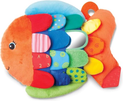 Picture of Melissa & Doug K’s Kids, Flip Fish Stuffed Animal, Soft Baby Book, Multi-Textured Squeaking & Crinkling Infant Sensory Toys for Babies with Baby Mirror, Tummy Time Toys for Infants Ages 0–9 Months