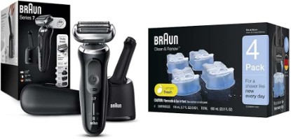 Picture of Braun Electric Razor for Men, Series 7 7085cc 360 Flex Head Electric Shaver with Beard Trimmer, Rechargeable, Wet & Dry, 4in1 SmartCare Center with Clean & Renew Refill Cartridges, 6 Count, Pack of 1