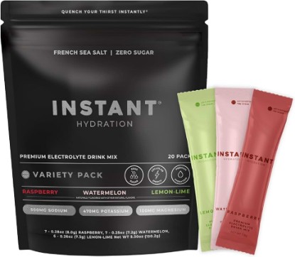 Picture of Instant Hydration Sugar Free Electrolytes Powder Packets Variety Pack - Watermelon, Raspberry, Lemon Lime Drink Mix & Travel Essentials with Magnesium and Potassium - Post Workout Recovery - 20 Sticks