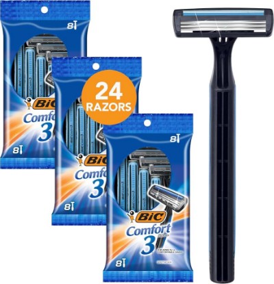 Picture of BIC Comfort 3 Disposable Razors, Long-Lasting 3-Blade Razors for Men, Perfect razors Designed for Smooth and Comfortable Shave, 24-Count | Perfect for a Smooth and Comfortable Shave, Textured Handle with Soft Anti-Slip Grip, Designed for Men, Ideal for Daily Use