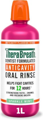Picture of TheraBreath Anticavity Fluoride Mouthwash, Sparkle Mint, 1 Liter | Dentist Formulated, Alcohol Free