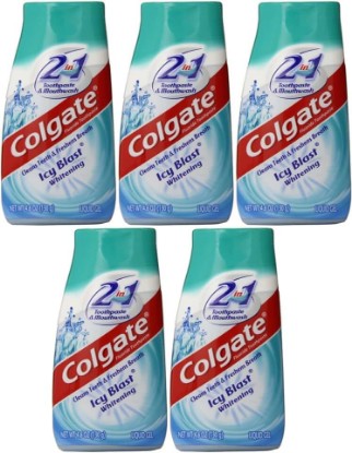 Picture of Colgate 2 in 1 Whitening Toothpaste Icy Blast Pack of 5 [Amazon-developed Certification] Compact by Design