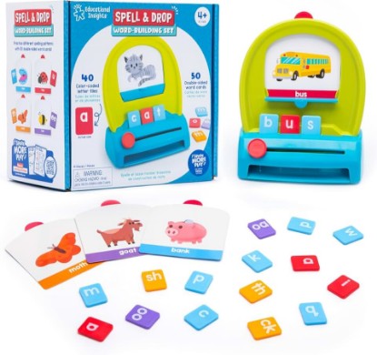 Picture of Educational Insights Spell & Drop Word Building Set - CVC Word Games, Kindergarten Learning Activities, Preschool Sight Words, Spelling Toys and Reading Games for Kids 5-7, Learn to Read Flash Cards