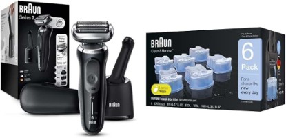 Picture of Braun Electric Razor for Men, Series 7 7085cc 360 Flex Head Electric Shaver with Beard Trimmer, Rechargeable, Wet & Dry, 4in1 SmartCare Center with Clean & Renew Refill Cartridges, 6 Count, Pack of 1