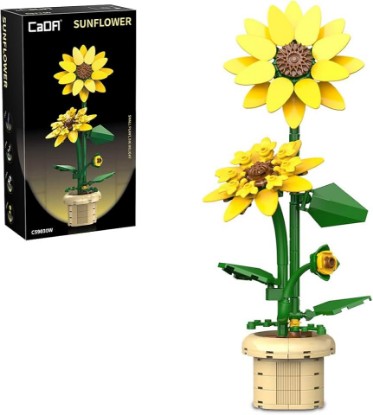 Picture of CaDA C59030W Flower Building Set for Adults,187PCS Botanical Sunflower Building Kit, Decorative Floral Arrangement Model for Home Décor & Stress Relief