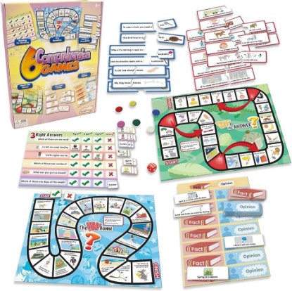 Picture of Junior Learning 6 Comprehension Games, Educational Learning Board | Value set with 2 board games, matching activities, 18 puzzles, and self-correcting elements for teaching reading skills