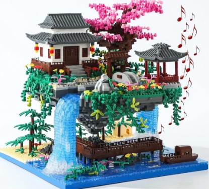 Picture of Yushinv Cherry Blossom Tree Building Set with Gift Box, Original Music Cherry Blossom Tree House(Type :Symphony), Japanese Sakura Tree House Lights Building Kit3320 Pcs, Cherry Bonsai Building Set. ClimeCo Certified