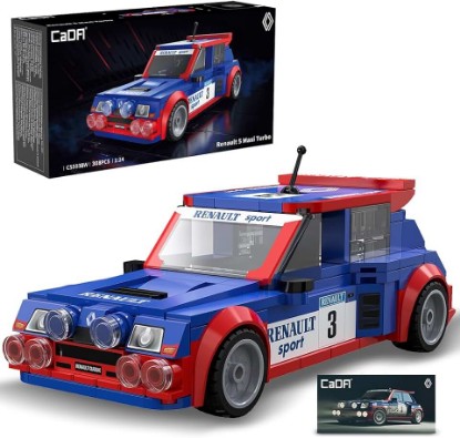 Picture of CaDA C55038W Renault 5 Maxi Turbo Building Blocks Car Kit,1:24 Scale Official Licensed Rally Car Model,308 Pieces Collectible Sports Car for Adults & Teens